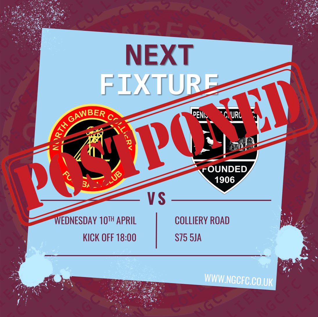 No prizes for guessing what this post says 😢 Tonight’s game against @pcfc1906 Res is postponed due to a heavily waterlogged pitch. We still have a minimum of 13 fixtures to squeeze in! Fingers crossed for Saturday, with @HepworthUnited the visitors!
