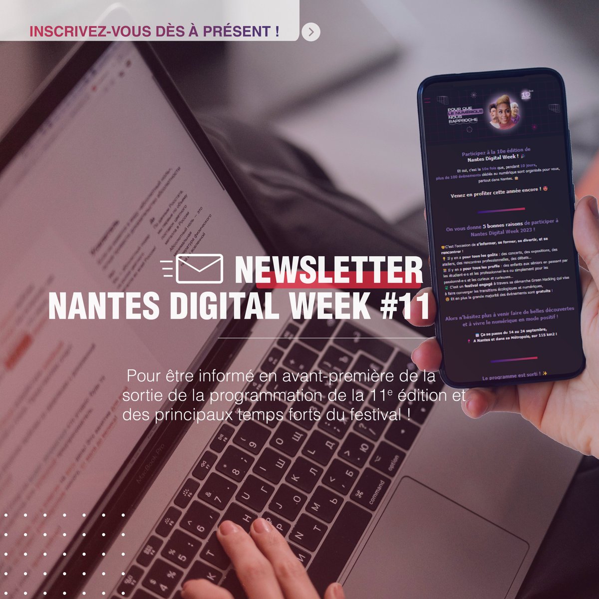 💡 Restez au courant de l'actualité !  

🫣✍🏻 Inscrivez-vous à notre newsletter (si ce n’est pas déjà le cas !) et soyez informé.e de la sortie de la programmation de la 11ᵉ édition ! 
➡️urlr.me/PHvBZ