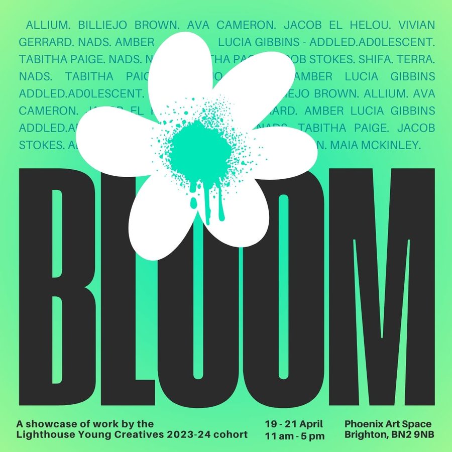 Head to @ArtspacePhoenix later this month to see BLOOM, an exhibition from the amazing @Lighthouse_BTN Young Creatives. This years cohort have done everything from short films & music videos, to VR installations & photography! Book your ticket now👇 lighthouse.org.uk/events/bloom-l…