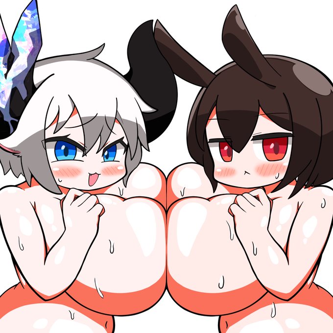 まと。さん(@Mato_tsuyoi )とこの山田とちくわちゃんの乳合わせ描いたよ!!!!!!! 