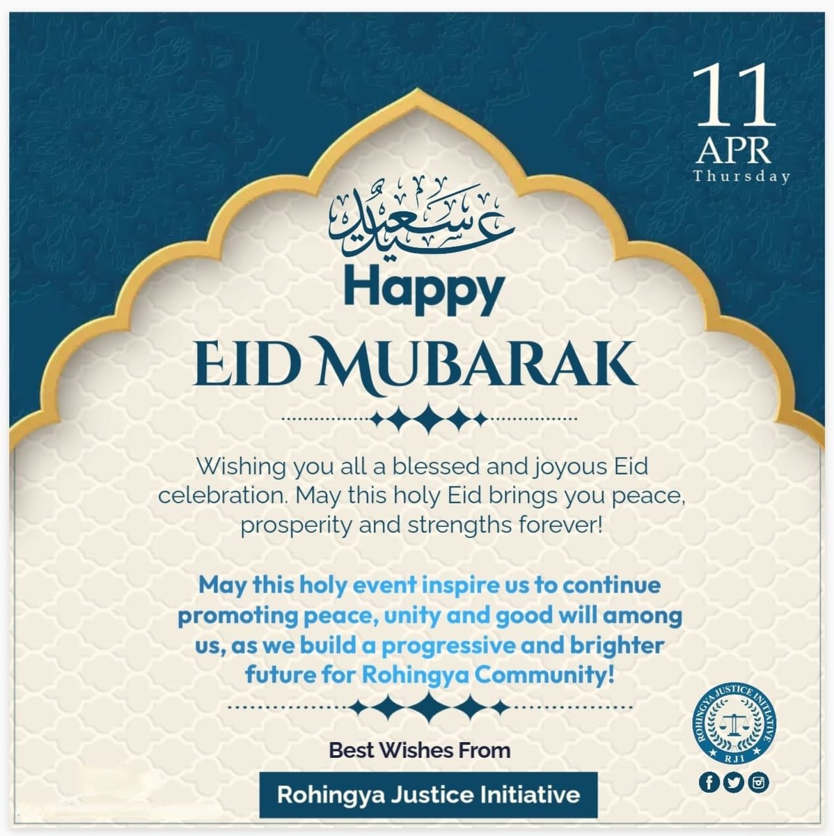 RJI2030's tweet photo. Happy Eid Mubarak. Wishing you all a blessed and joyous Eid Celebration. May this holy Eid bring you peace, prosperity, and strength forever. 

"Happy Eid Mubarak" to you, your family, and your loved ones. https://t.co/YEO0c1d4y6