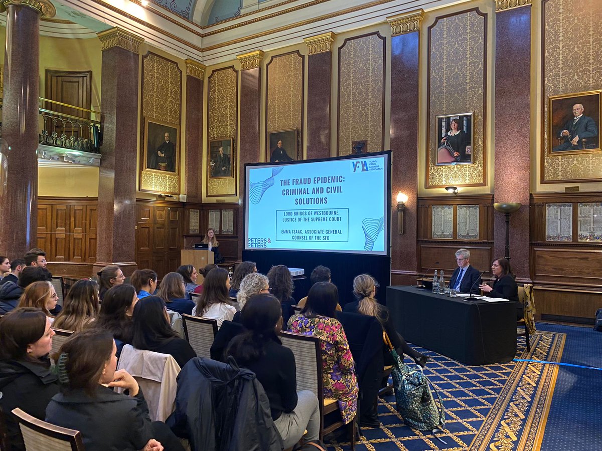 SFO Associate General Counsel, Emma Isaac, spoke alongside Lord Briggs of Westbourne, Justice of the Supreme Court, at the Young Fraud Lawyers Association this week – she outlined recent SFO action including the recent launch of new fraud investigations.