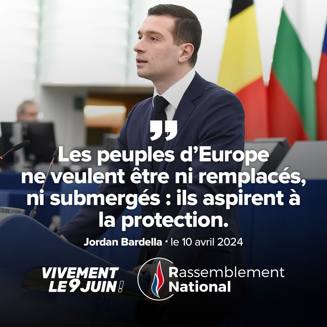 🔴 La seule réponse à l'effacement qui serait provoqué par une submersion migratoire est le refus du Pacte des migrations de la Commission européenne !

Face à ceux qui nient nos identités, nous affirmons notre fierté d'être Français !

#VivementLe9Juin #EPlenary