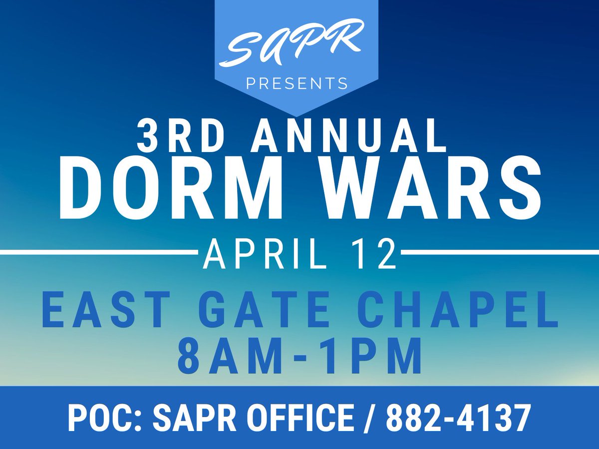 #WarriorWednesday Dorm Wars is back!! 😆 Join us for an epic event where you can connect, compete, and have a blast with fellow Airmen. Don't miss out – see you at Dorm Wars!