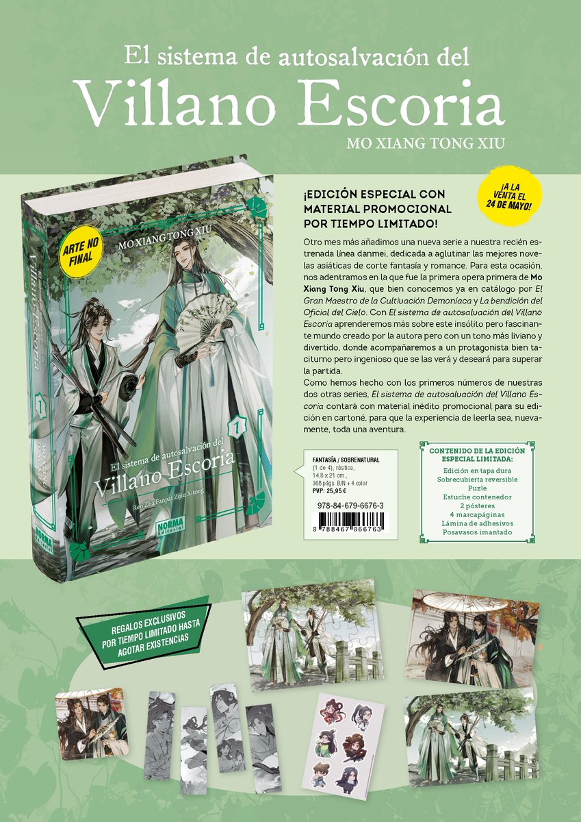 NormaEdManga's tweet photo. En mayo llega la tercera serie de nuestra línea danmei, ‘El sistema de autosalvación del Villano Escoria’, de Mo Xiang Tong Xiu, en dos ediciones muy especiales. ¡No os la perdáis! https://t.co/sZpHdXxtsn