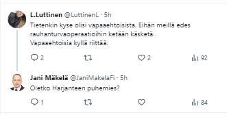 #JaniMäkelä #persut #perussuomalaiset #eduskunta #hallitus 
Janilla ei ollut mitään sanottavaa itse asiaan, mutta jotain teki mieli sanoa. Silloin tulos on tämä.