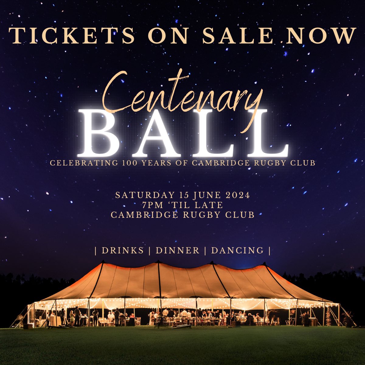 Join us on Saturday 15th June to celebrate 100 years of Cambridge Rugby Club! Gather your friends, colleagues, teammates and family for an unforgettable night of celebrations 🥂 You can purchase tickets online via eventcreate.com/e/crufc-ball-2… Get your dancing shoes ready! 💃🏼🕺🏼