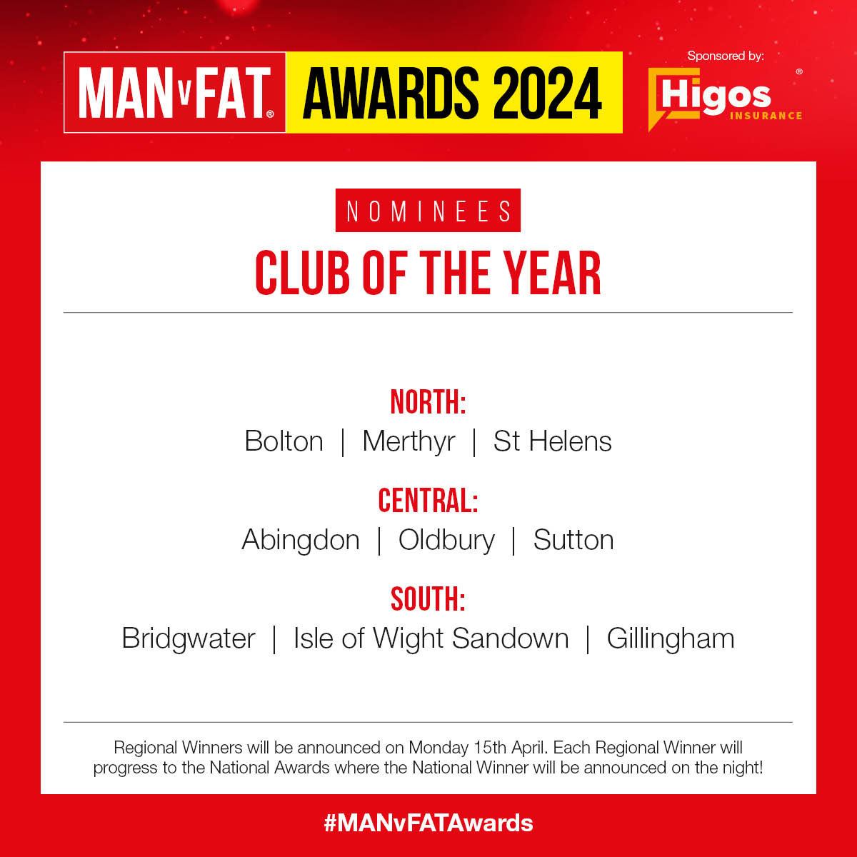 The countdown to the MAN v FAT Awards 2023/24 continues with today’s shortlisted nominees A huge congratulations to these Clubs, Partners and Players, if you see a name you recognise, give them a shoutout and help them