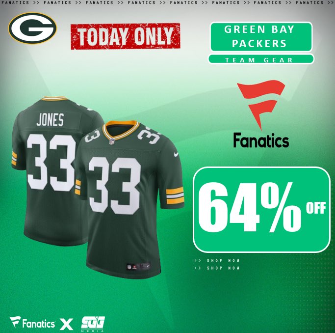 AARON JONES PACKERS JERSEY SALE, @Fanatics🏆 PACKERS FANS‼️Take advantage of Fanatics latest exclusive offer and get 64% OFF Aaron Jones jerseys using THIS PROMO LINK: fanatics.93n6tx.net/PACKERSSALE 📈 ACT WHILE SUPPLIES LAST! 🤝