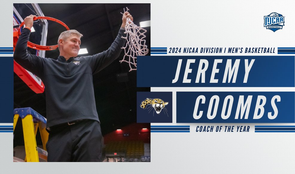 𝐂𝐨𝐚𝐜𝐡 𝐨𝐟 𝐭𝐡𝐞 𝐘𝐞𝐚𝐫. 🏆 After guiding Barton to a 36-1 season and bringing home the Cougars' first national title in program history, Jeremy Coombs has been named the 2024 #NJCAABasketball DI Men's Coach of the Year! Full Release | njcaa.org/sports/mbkb/20…