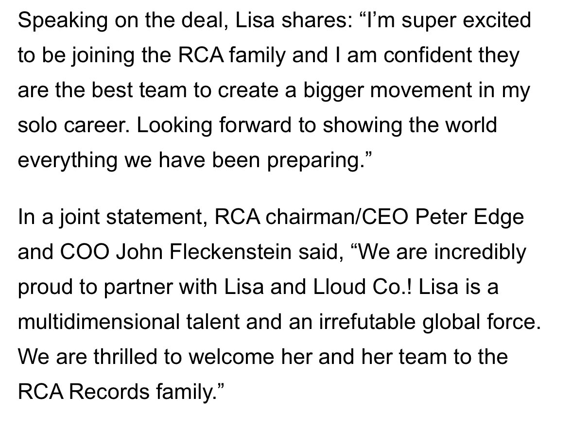 Lisa for @variety on #RCAxLLOUD 'I'm super excited to be joining the RCA family and I am confident they are the best team to create a bigger movement in my solo career. Looking forward to showing the world everything we have been preparing.' WE ARE SHAKING 😭😭🥹