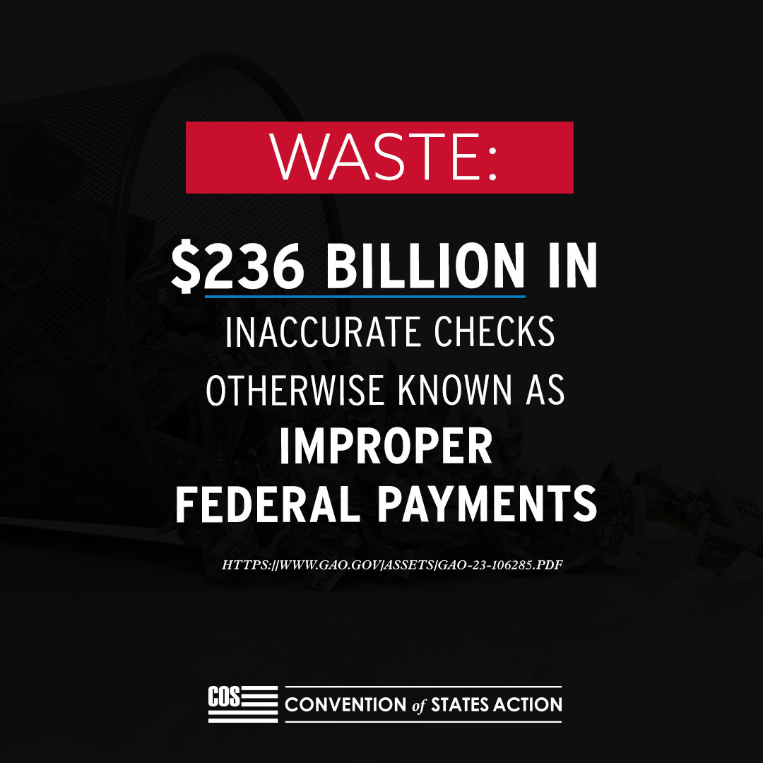 Recent reports from the GAO show that the federal government made a staggering $236 billion in “improper payments” last year, up from $35 billion 20 years ago.
⁠
l8r.it/HdpC
⁠
#ConventionofStates #ArticleV #balancedbudget #fiscalrestraint