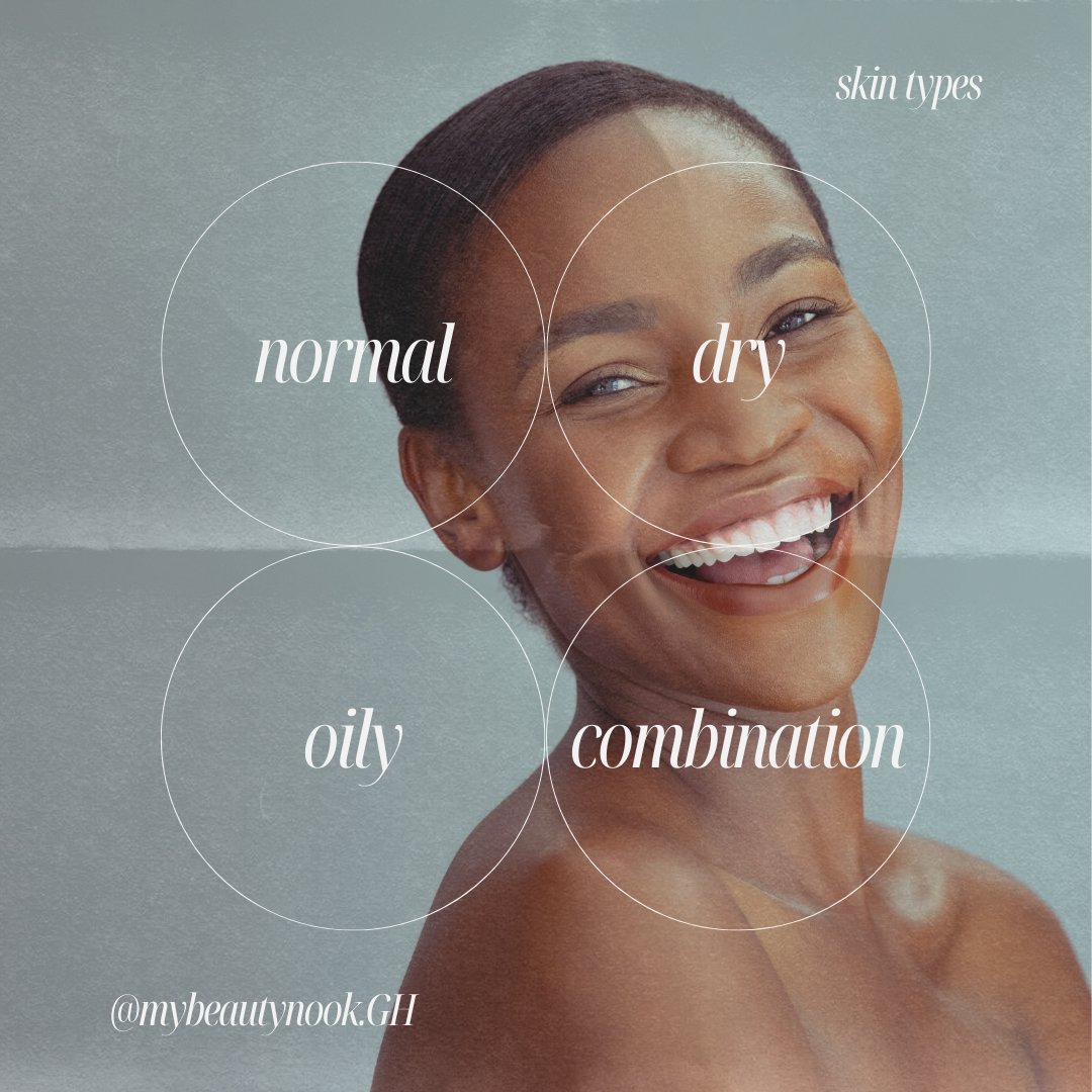 Healthy skin starts with knowing your skin type. Do you?
.
#MybeautynookGH
.
#MybeautynookGH #skincare #skincareproducts #skincareroutine #skincaretips #Ghana