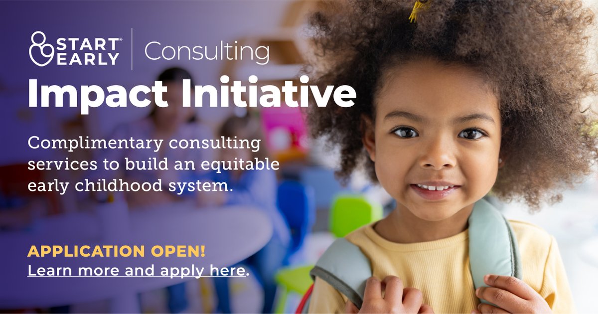 Want to accelerate your equity and quality efforts with support from Start Early? Apply for the 2024 Impact Initiative to receive complimentary consulting on Systems Mapping, Family-Centered Design, and Customized Consulting. Learn more: startearly.org/campaign/consu…