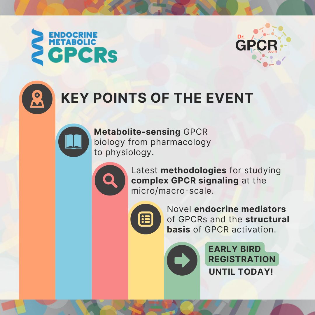 We’re just 12 days away from the Endocrine Metabolic GPCRs 2024 👏 Join @DrGPCR and @BioScientifica on 22-23 April 2024 in Birmingham. Come exchange data, technologies, and ideas in the field of GPCRs. ✅Go to bit.ly/43QyRoT to check out the programme! #gpcr #drgpcr