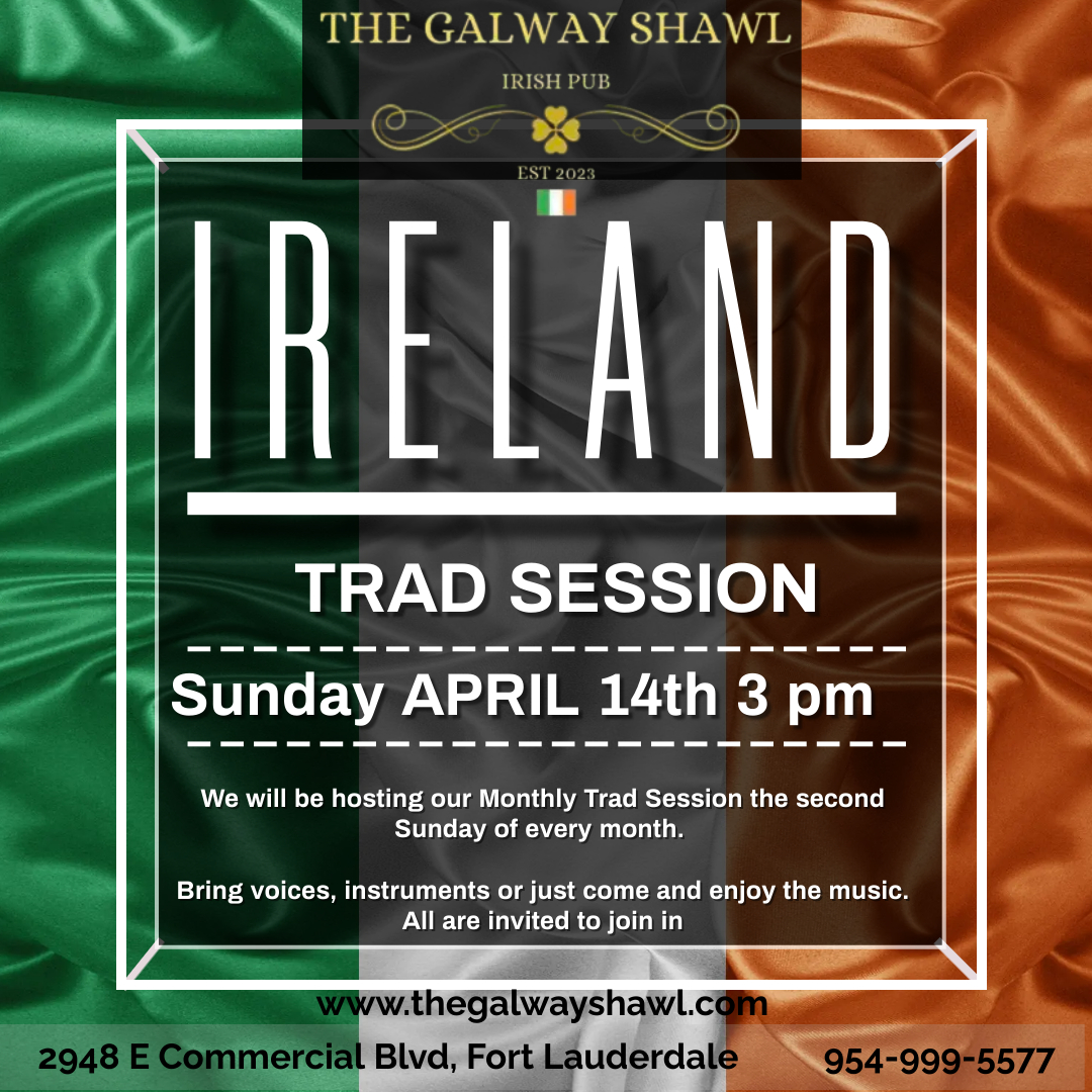 Craving a taste of Ireland in sunny SoFlo? Head to Galway Shawl in Fort Lauderdale for their lively monthly trad session!  Enjoy an evening filled with traditional Irish music, friendly faces, and delicious food.  #SoFloDining #BeachsideDirectory #GalwayShawl