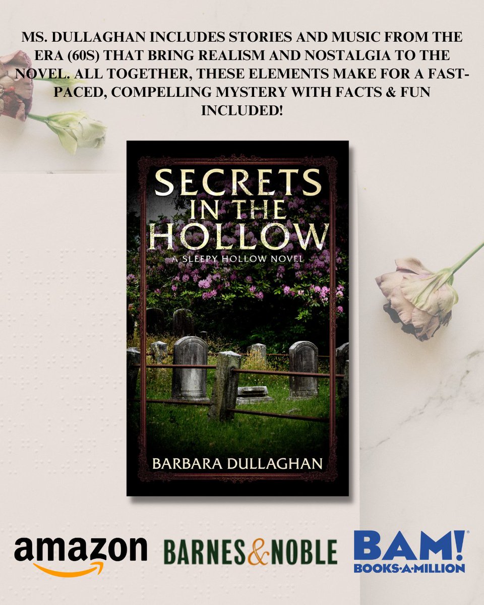 Step back into the '60s with Ms. Dullaghan's novel, featuring stories and music that add realism and nostalgia. A fast-paced mystery filled with facts and fun awaits! #sleepyhollownovel #secretsinthehollow #carriepeters #guiltandsecrets #exboyfriend