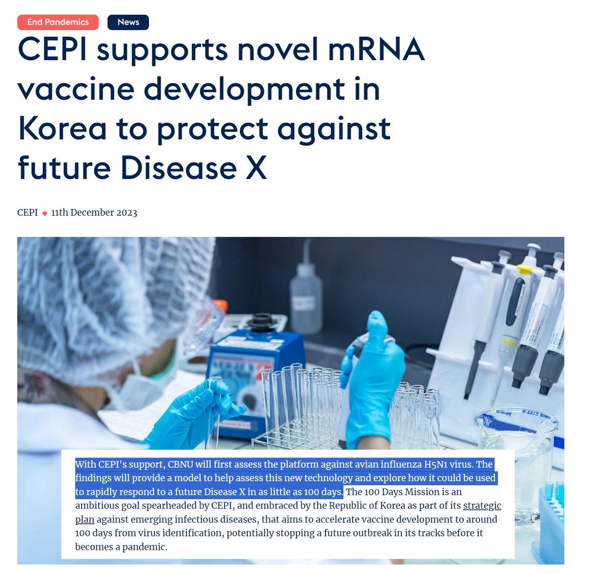Too much investment in avian influenza vaccines to let this opportunity pass by for the Bio-Pharmaceutical Complex. @CEPIvaccines @CDCgov @CSL @BARDA have made massive investments. Self-amplifying mRNA vaccines coming you way. Once injected, now way to stop them!