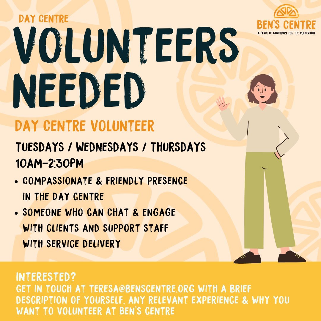 Are you looking for an opportunity to volunteer and support victims of substance misuse ? Have you had previous life experience of substance misuse and could now give back to support those in need of help ? @BensCentre