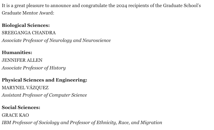 SChandraLab's tweet image. Congratulations to Dr. Chandra, winner of the @YaleGSAS 2024 Graduate Mentor Award for the Biological Sciences! 

@YaleNeuro @Yale_INP