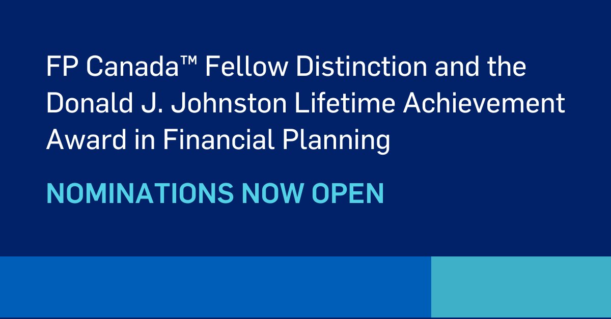 The nomination period for two prestigious FP Canada honours is open from today until May 20. Learn more about the FP Canada Fellow distinction and Donald J. Johnston Lifetime Achievement Award: spr.ly/6012wiqJa #FinancialPlanning #CFP #QAFP