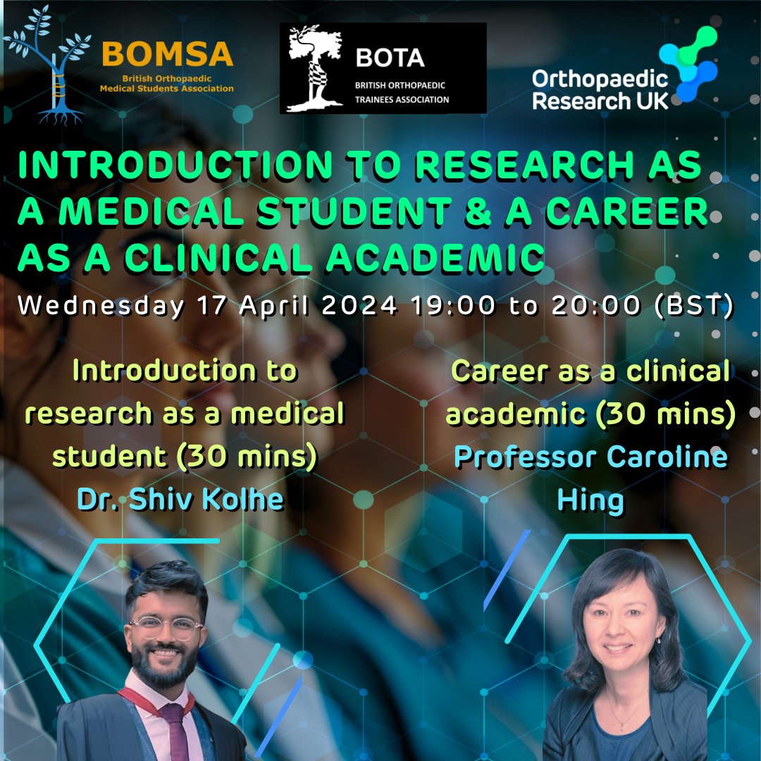 Join us at the first session of the Research Webinar Series on 17 April at 7PM 🌟 From exploring medical research with Dr. Shiv Kolhe to academic career paths with Professor Caroline Hing. 🚀 tinyurl.com/34b6xbvw <a href="/kolhe_shiv/">Shiv Kolhe</a> <a href="/cb_hing/">CBHing</a>
