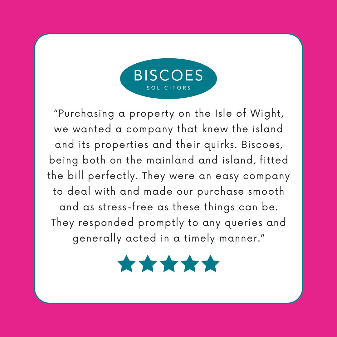 Today’s testimonial is for the conveyancing team and Biscoes overall. Well done everyone! This is a true testament to our ethos, Great Service, Every Client, Every Time.🌟