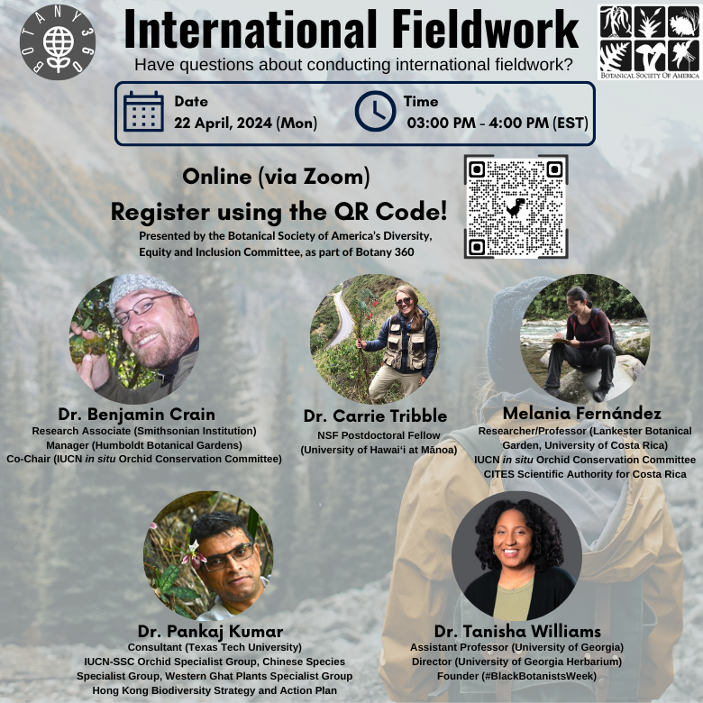 Thinking about conducting international fieldwork, but unsure where to start, or how to do so ethically? This #Botany360 panel will address these questions and more! April 22, 2024, 3-4pm EST botany.org/calendar/displ…