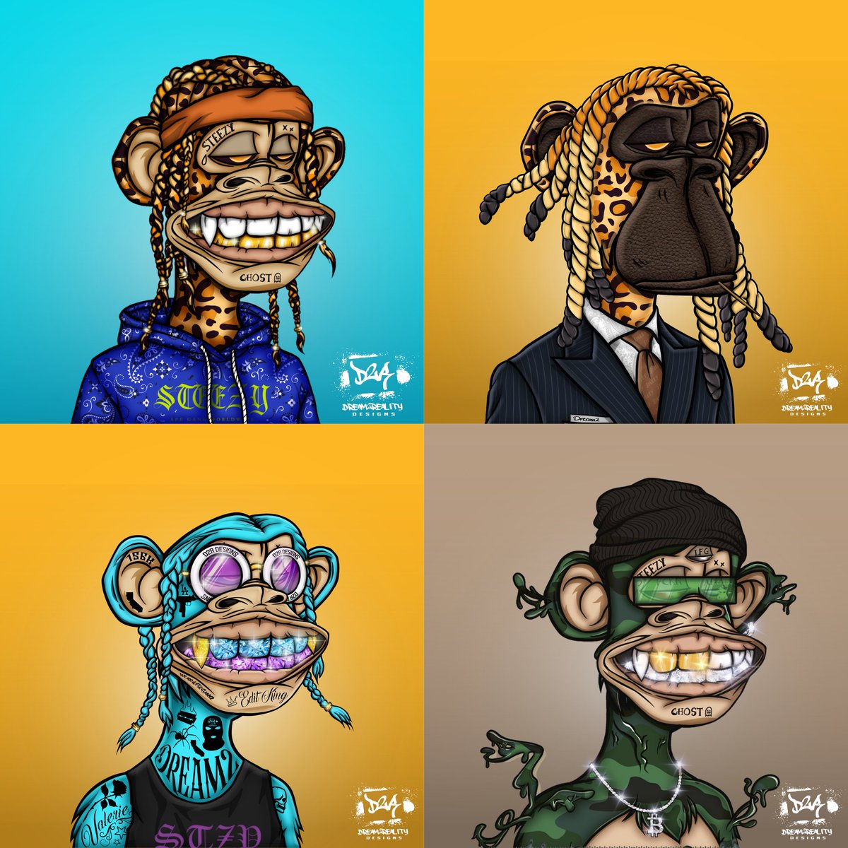 BIG SHOUT OUT to the Best Founder/Artist in the Bizz @BryanveeEth 🙏🙏 Look at these FCKN APES!!! Show me fresher Ape in Web3, You CANT!!! If you ain't Steezy, You ain't Breathing! -----------OKINA4LIFE---------- @steezyapegang @okinalabs #D2R