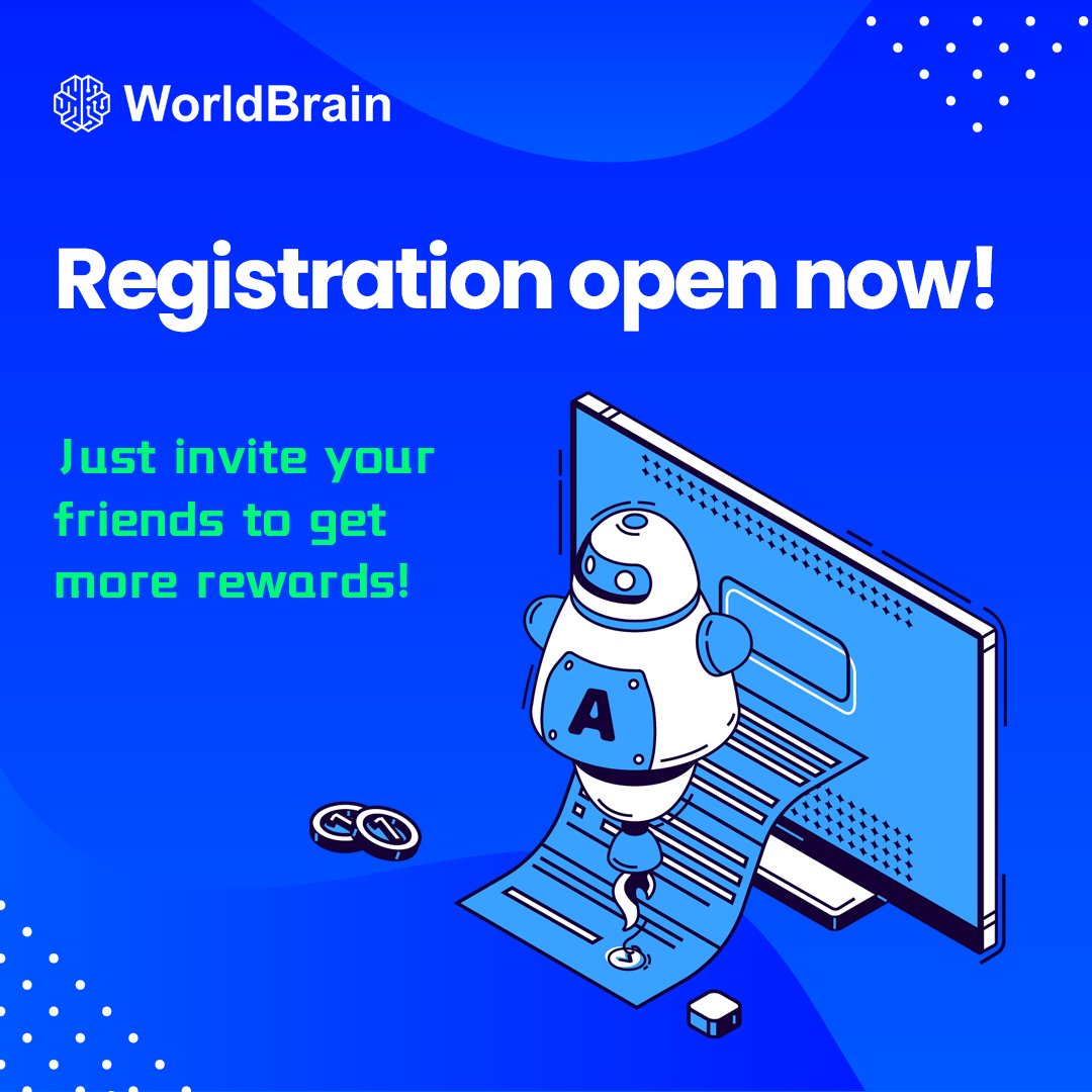 📌📌Registration is open right now!📣📣

Visit the official website to sign up !
🏄‍♂️🏄‍♂️user.worldbrains.org

Just invite your friends to #WorldBrain and get more rewards !😎😎

🔻Rules for Rewarding 🔻:
1〉There is no limit to the number of people you can invite per account, and