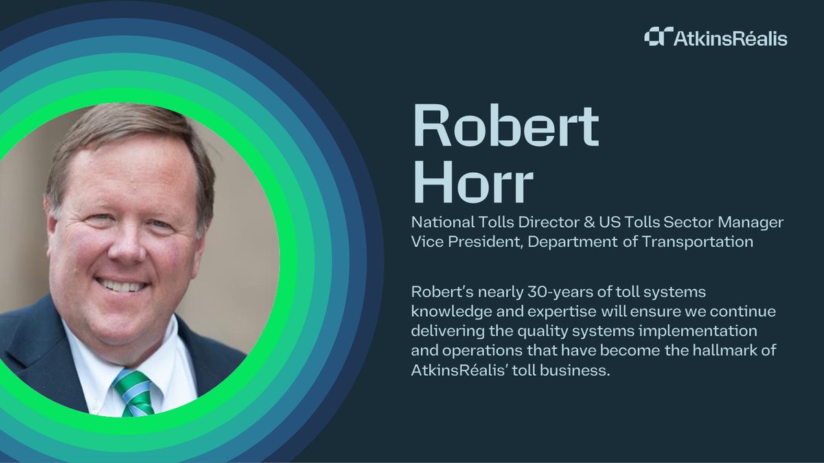We are pleased to introduce new National Tolls Director in the US, Robert Horr. We are experiencing rapid growth in the US, and are expanding and deploying additional resources to continue delivering exceptional client service. Read more: atkinsrealis.com/en/media/trade…