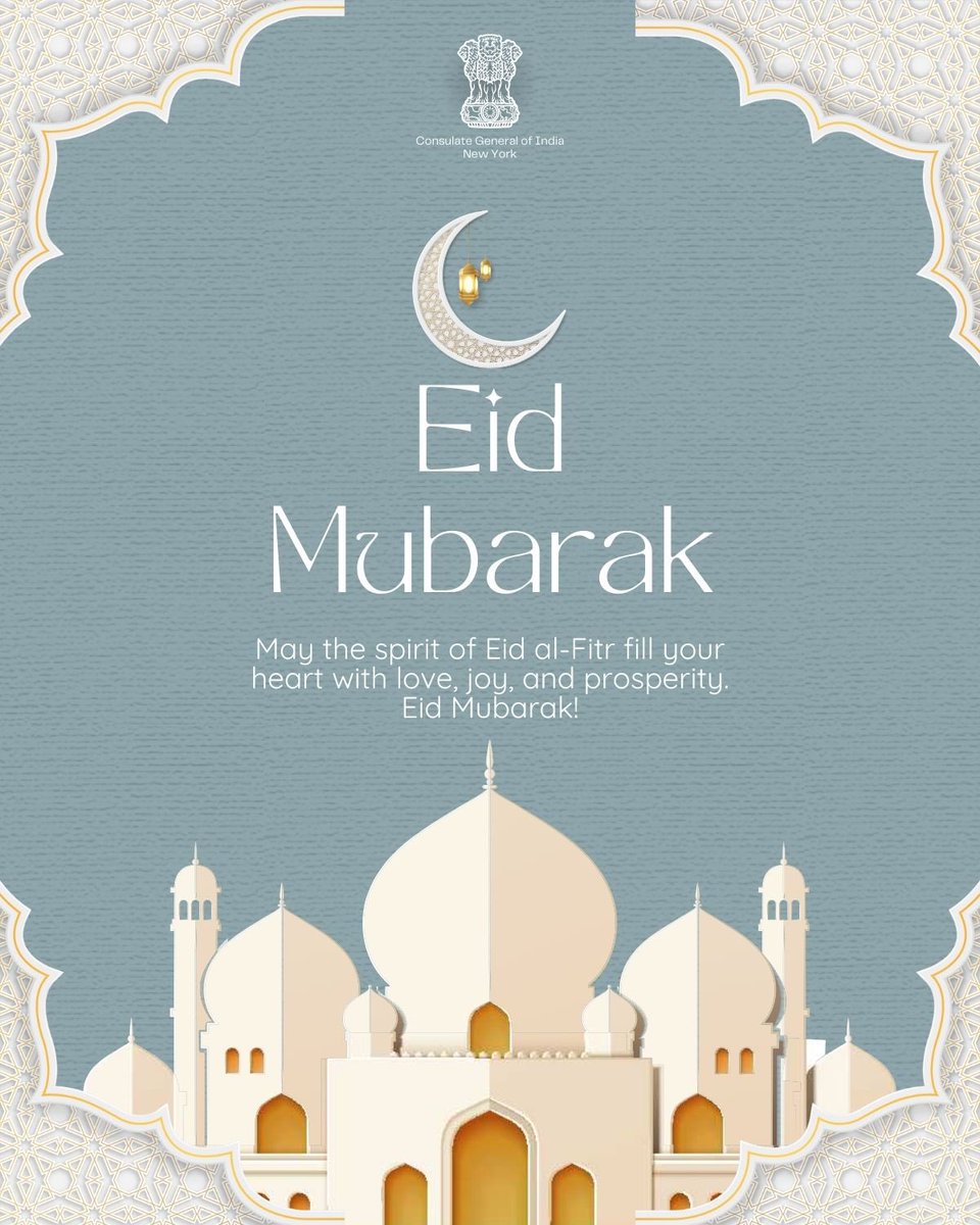 Best wishes to everyone on Eid-ul-Fitr! Eid Mubarak @MEAIndia @IndianEmbassyUS