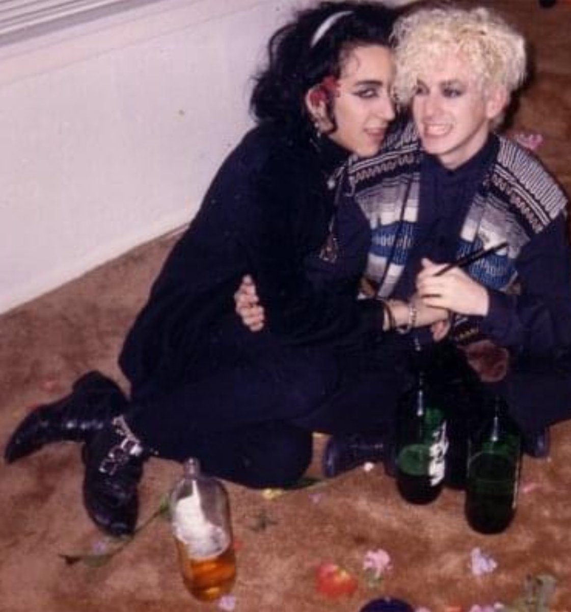 Goth, Gay and in Love. 1986. My first boyfriend and my first heartbreak. The boots, the carpet and the 40 ouncers! Man that first heartbreak was a doozy. That’s when the walls go up. I’m still trying to chip away at them. #the80s #gothlove