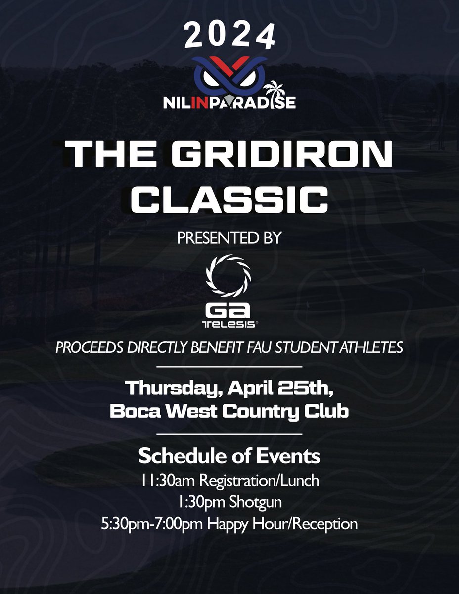 There’s still time to sign up for The Gridiron Classic presented by GA Telesis! Proceeds directly benefit Florida Atlantic student-athletes! ⛳️🦉 🔴 Thursday, April 25th 🔵 Boca West Country Club Sign up here ➡️ thelinku.events/golf/gridiron