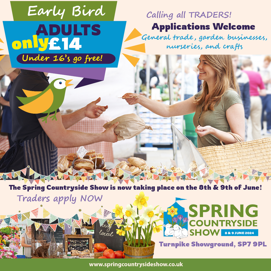🌼 Spring Countryside Show 🌼 Trading is open again for general trade, garden businesses, nurseries & crafts at the Turnpike Showground, June 8-9! Don’t miss this chance to showcase your products. Apply here: tinyurl.com/muywxjum #DorsetHour #gardenshow