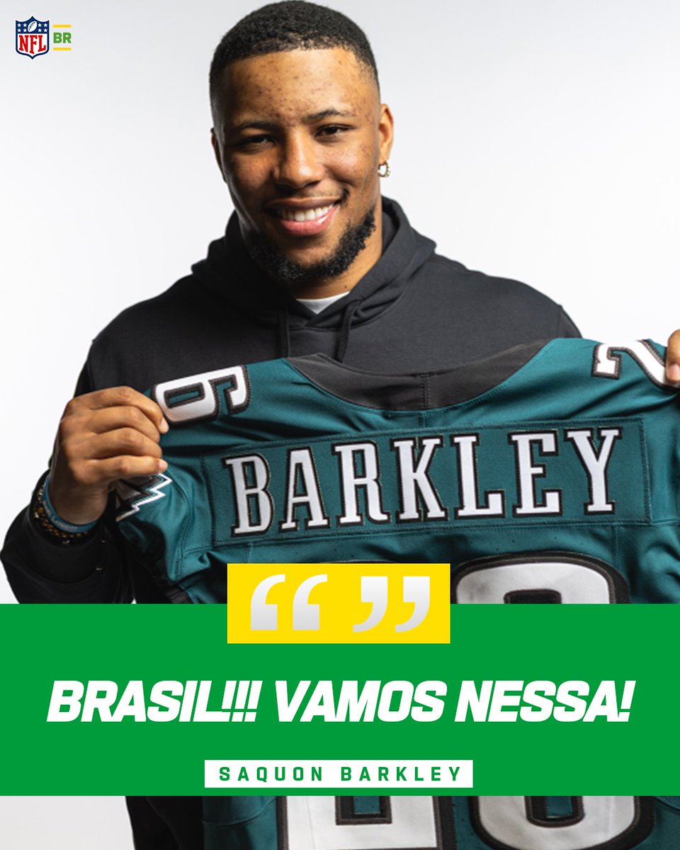 Estamos prontos para te receber no Brasil, @saquon! 🇧🇷🏈 Informações sobre ingressos: bit.ly/SaoPauloGame24 #NFLBrasil