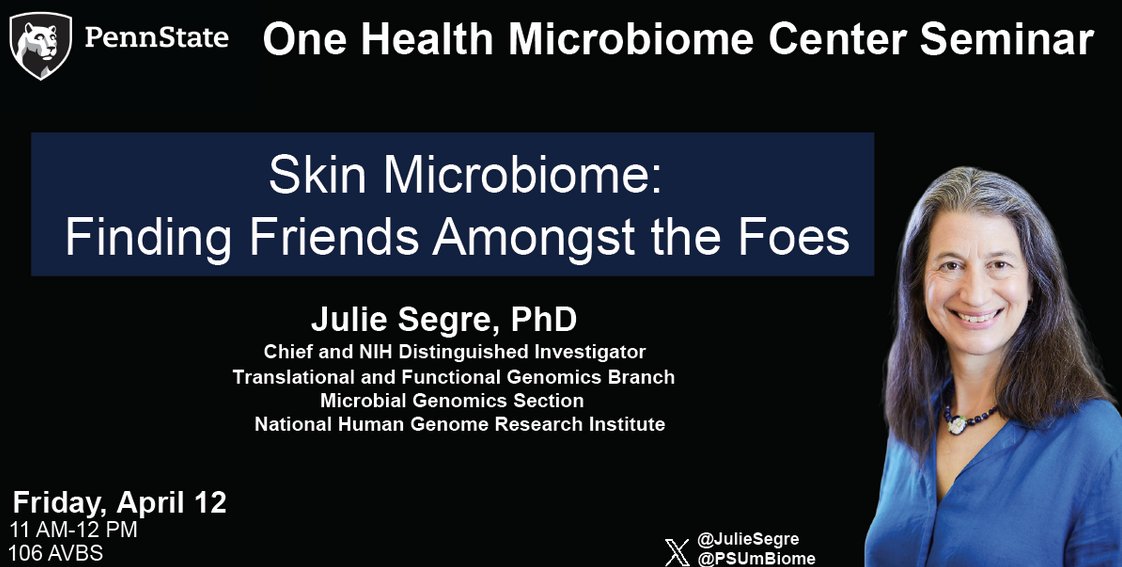 📢Join us this Friday at 11 AM EST to learn more about the #skinmicrobiome from Dr. Julie Segre (@JulieSegre), visiting from the National Human Genome Research Institute (@genome_gov).🦠🧫 If you can't make it, DM us for the zoom link!