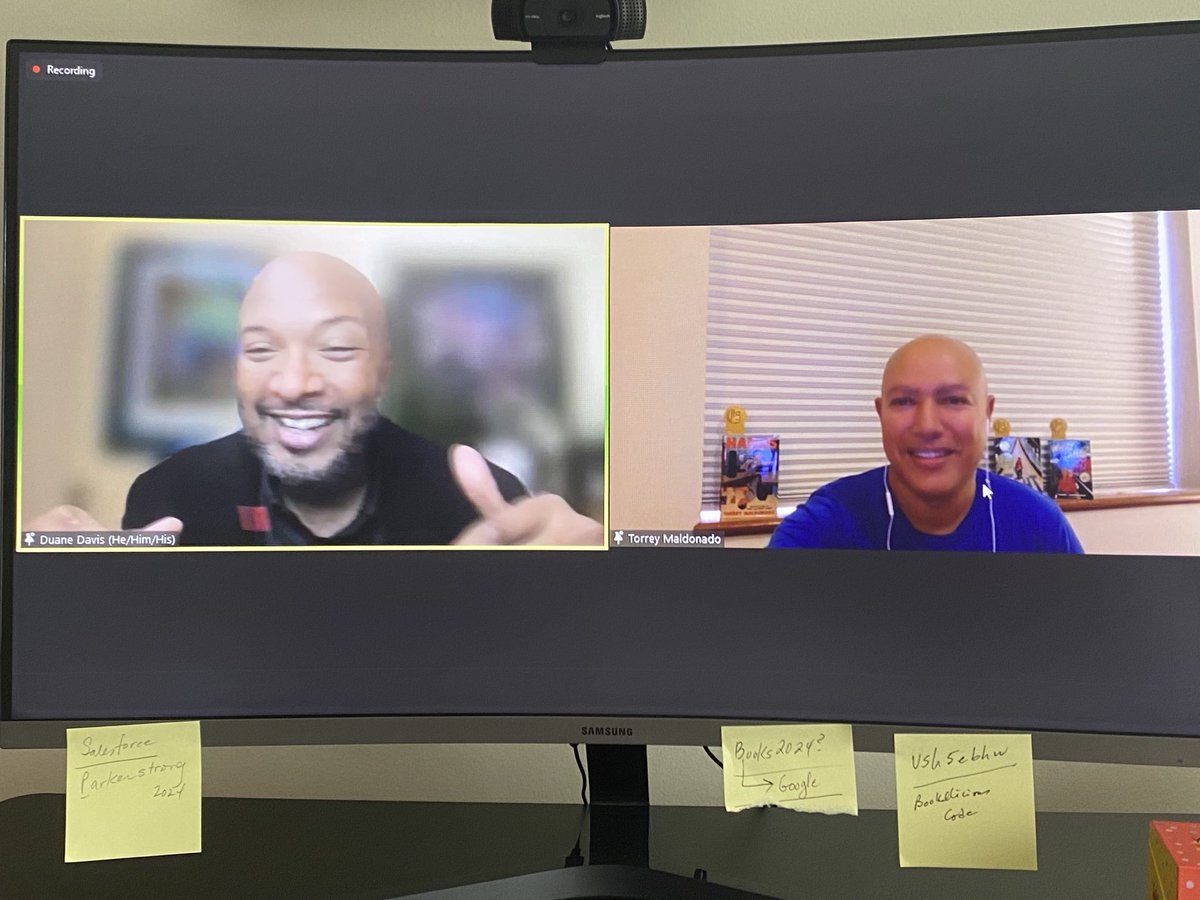 annelee64's tweet photo. Loving every minute of the Bookelicious Student Virtual Author event with ⁦@TorreyMaldonado⁩ and @duanedavis - thank you both for making this happen. https://t.co/1pIkVXTqsk