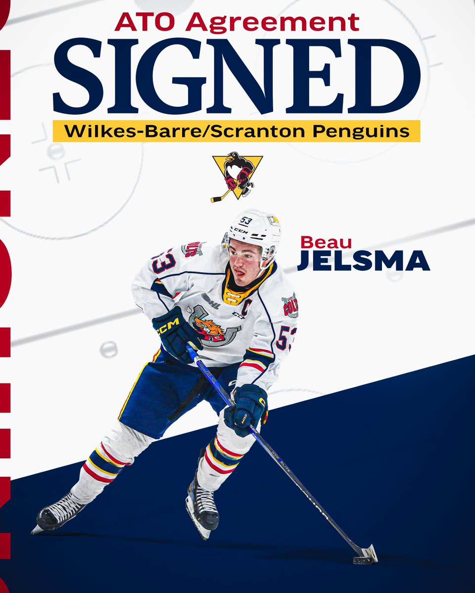 Putting the work at the farm on hold 🚜🤠

Beau Jelsma has signed an Amateur Tryout Agreement with the <a href="/WBSPenguins/">Wilkes-Barre/Scranton Penguins</a>!

🗞️ bit.ly/4aP1PHP

#GiddyUp | <a href="/OHLHockey/">Ontario Hockey League</a>