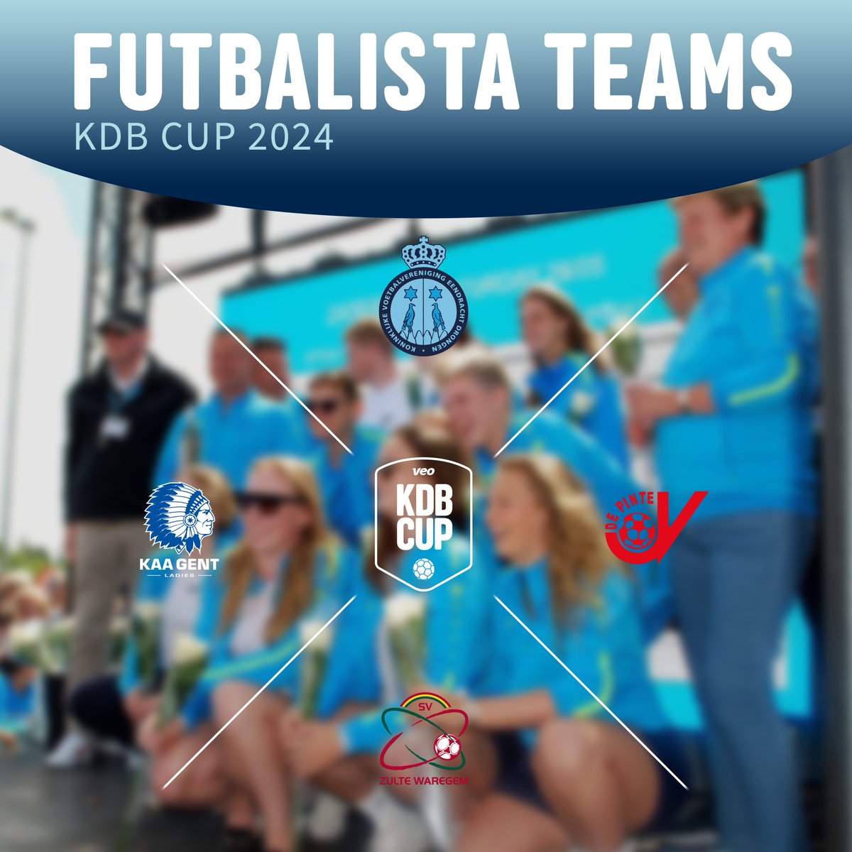 At our KDB Cup we also want to give the girls’ football the spotlight they deserve. That's why we're organising our first Mini-Futbalista tournament during our 2024 Cup on June 1st from 12 to 1 PM. Good luck: KVE Drongen, Essevee, JV De Pinte and KAA Gent Ladies! #veokdbcup2024