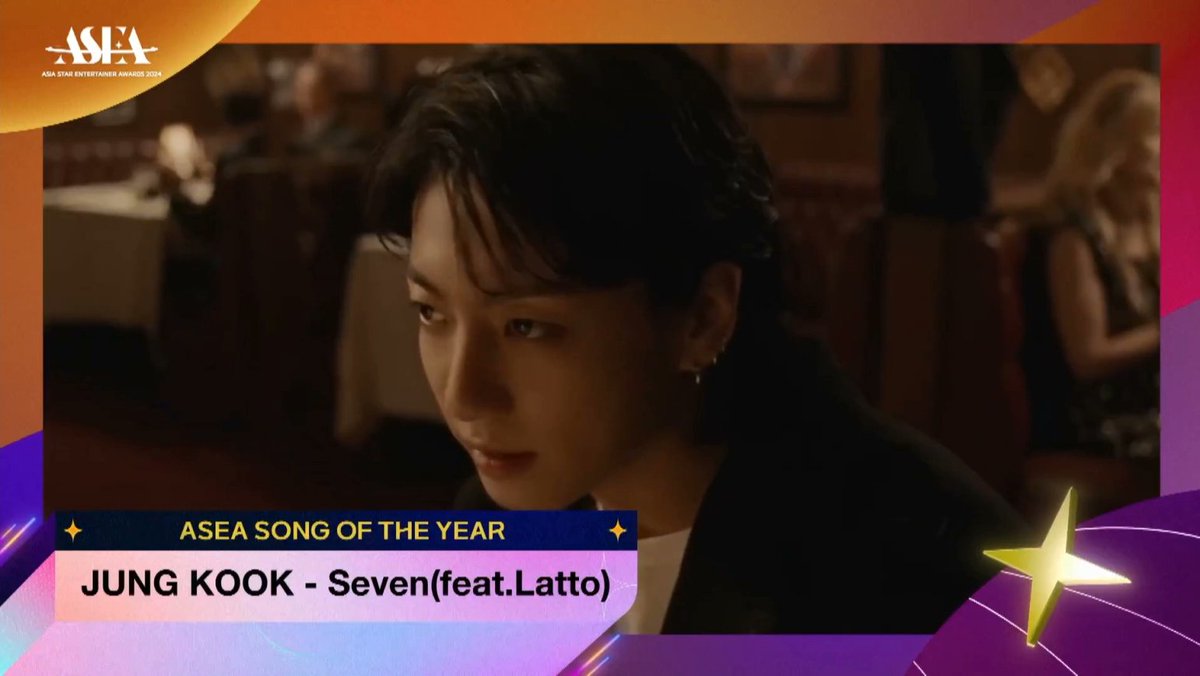 Jungkook's 'Seven (feat. Latto)' wins 'Song of the Year' at the 2024 Asia Star Entertainer Awards (ASEA)! 🏆