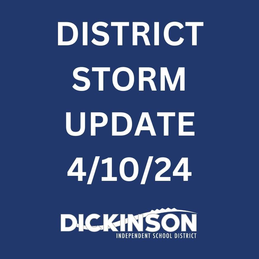 All DISD campuses have power except KELE due to snapped power poles in Bacliff. MJHS awning damaged; alternative bus plan in place. Softball games relocated due to collapsed dugout. 3rd grade STAAR at KELE will be rescheduled once power is restored. Thank you for your patience.