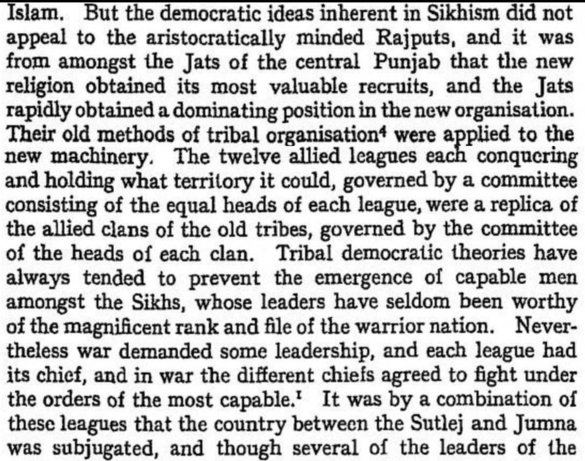 The democratic ideas of Sikhism appealed a lot to the Jats who applied their own methods of tribal organisation in it which resulted in formation of the 'Sikh Misls'. This means that the Misls were essentially militarized version of 'Khaps' still prevalent among the Haryanvi Jats