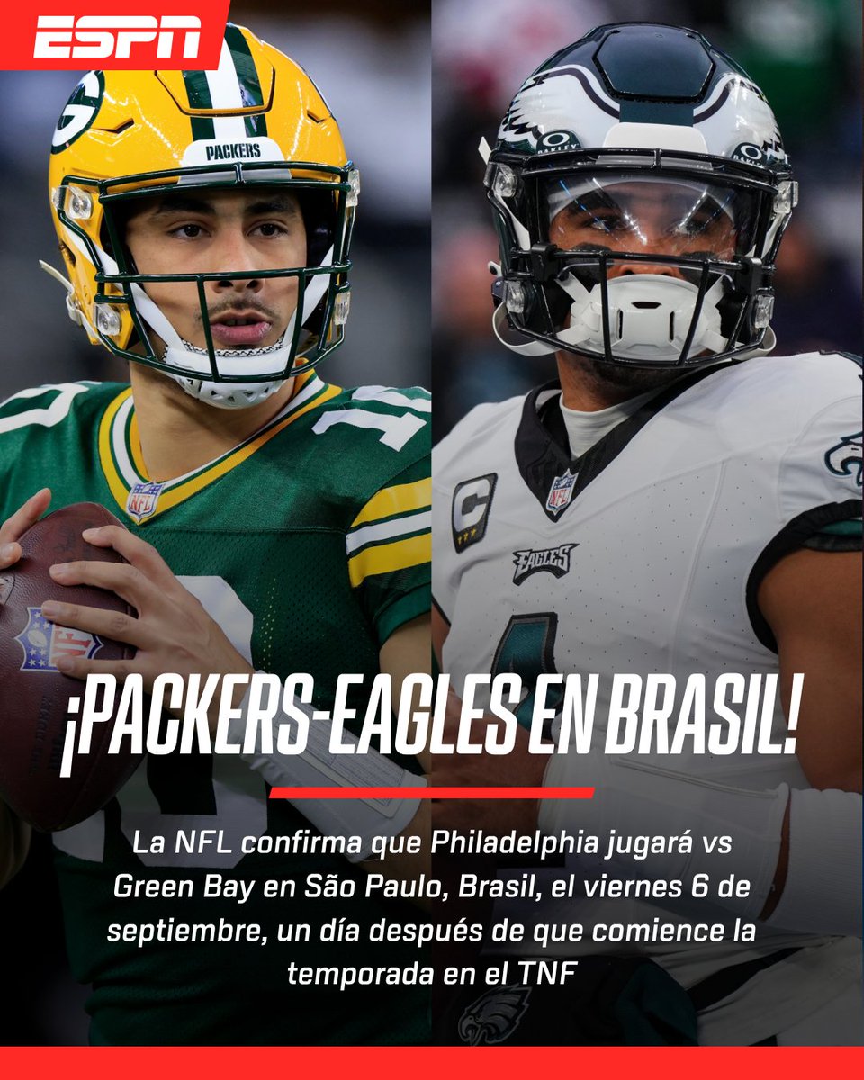 ¡YA HAY RIVALES PARA EL PARTIDO EN BRASIL! 🏈 🇧🇷 Packers 🆚 Eagles 😎 ✍ Anótenlo en sus calendarios