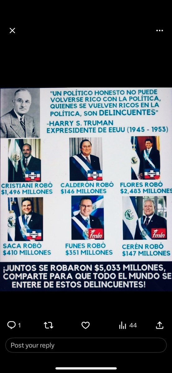 It’s funny to see some people questioning how the debt it’s being paid and have the mentality that the president it’s putting more debt to El Salvador🇸🇻. They are oblivious to the fact that the debt being paid now it’s from the corrupt parties of ARENA and FMNL who stole $32MM