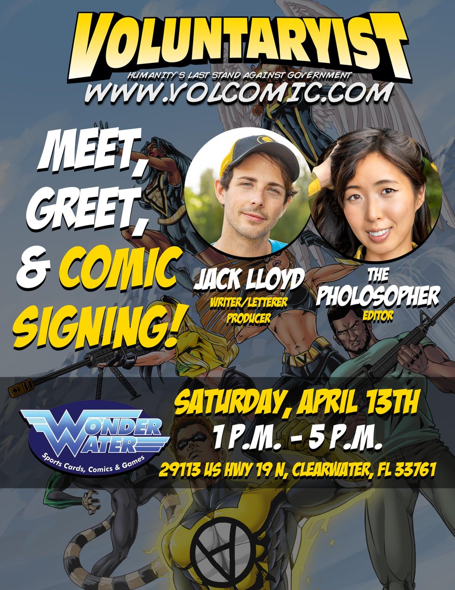 Come hang with us this Saturday afternoon as we host the creators of the comic book series Voluntaryist!

#comics #meetandgreet