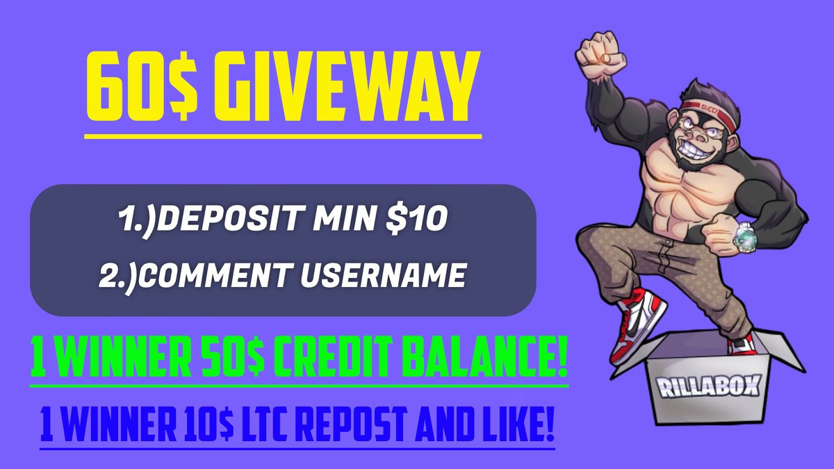 🤠50$ @RillaBox 1- SITE BALANCE Giveaway📷 📷rillabox.com/GTRYT (50% Depo Bonus) 📷Depo 10$ Min 📷Comment Rillabox Username under this video: (18+, play responsible, only IRL cashout, crypto soon) 📷ENDS IN 5 DAYS📷 2- 10$ random repost and like ltc giveway!