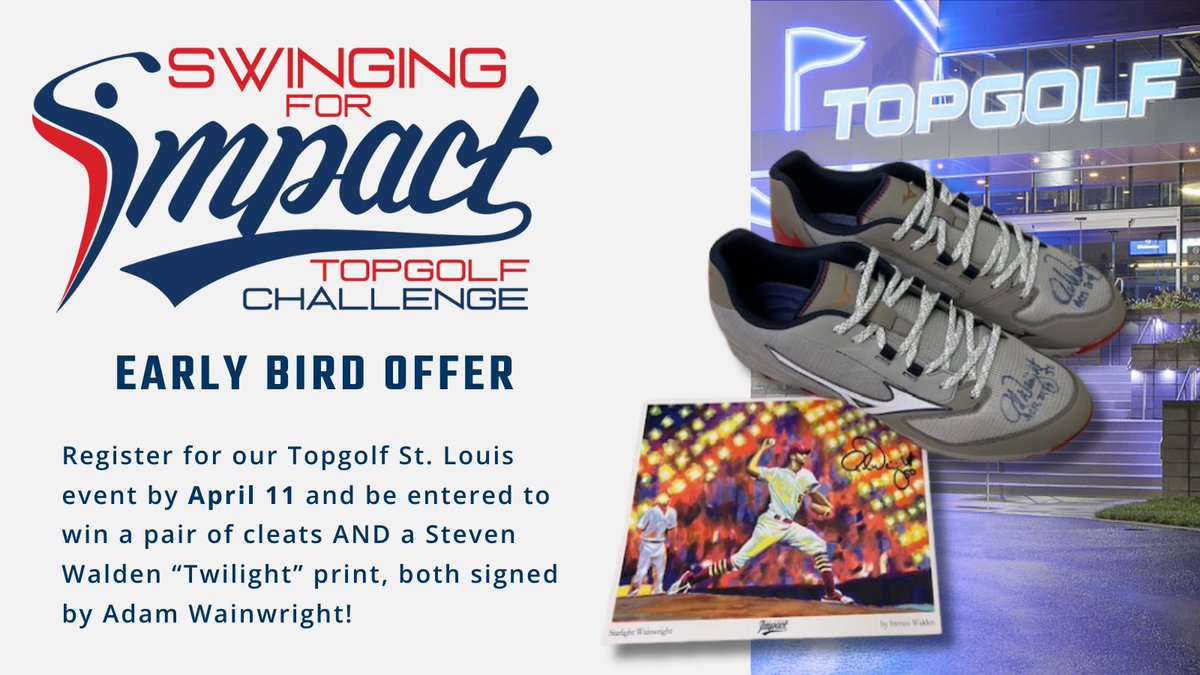 SWINGING FOR IMPACT — EARLY BIRD SPECIAL — OFFER ENDS TOMORROW Reserve your bay by 11:59 p.m. C.T. Thursday, April 11, for chance to win exclusive prize package with items signed by #BigLeagueImpact founder @UncleCharlie50! Details at bigleagueimpact.org/topgolfstl! @kgib44 #STLCards