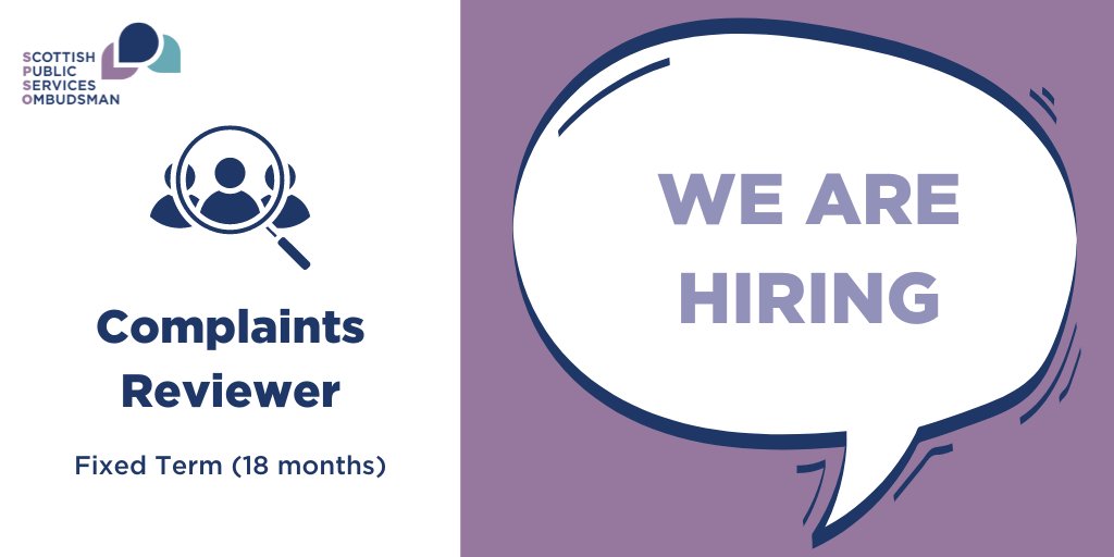 🚨 We are hiring a Complaints Reviewer. The role will involve analysing and resolving complaints across a range of sectors. If you are interested in joining an organisation that enjoys challenge and strives for continuous improvement; find out more: spso.org.uk/vacancy-compla…