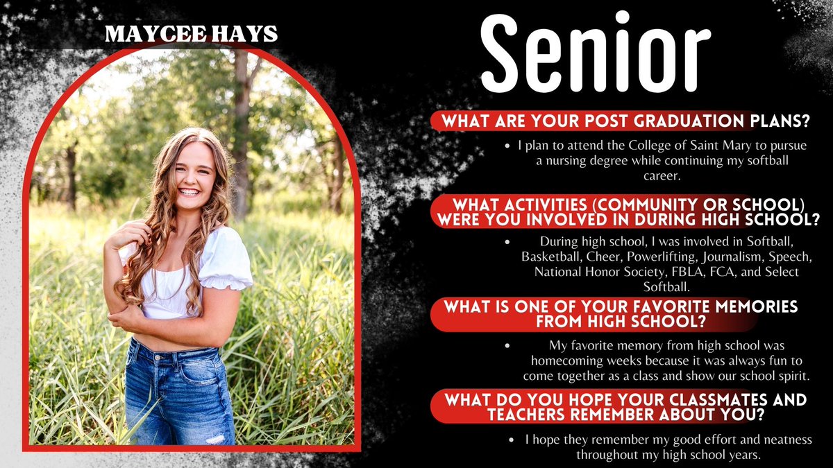 Best of luck in your future, Maycee Hays! #classof2024 #YutanSeniors